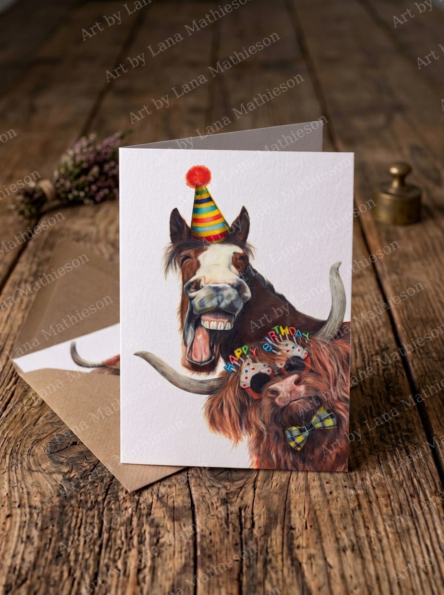 A Highland Soirée design on an A6 greeting card.