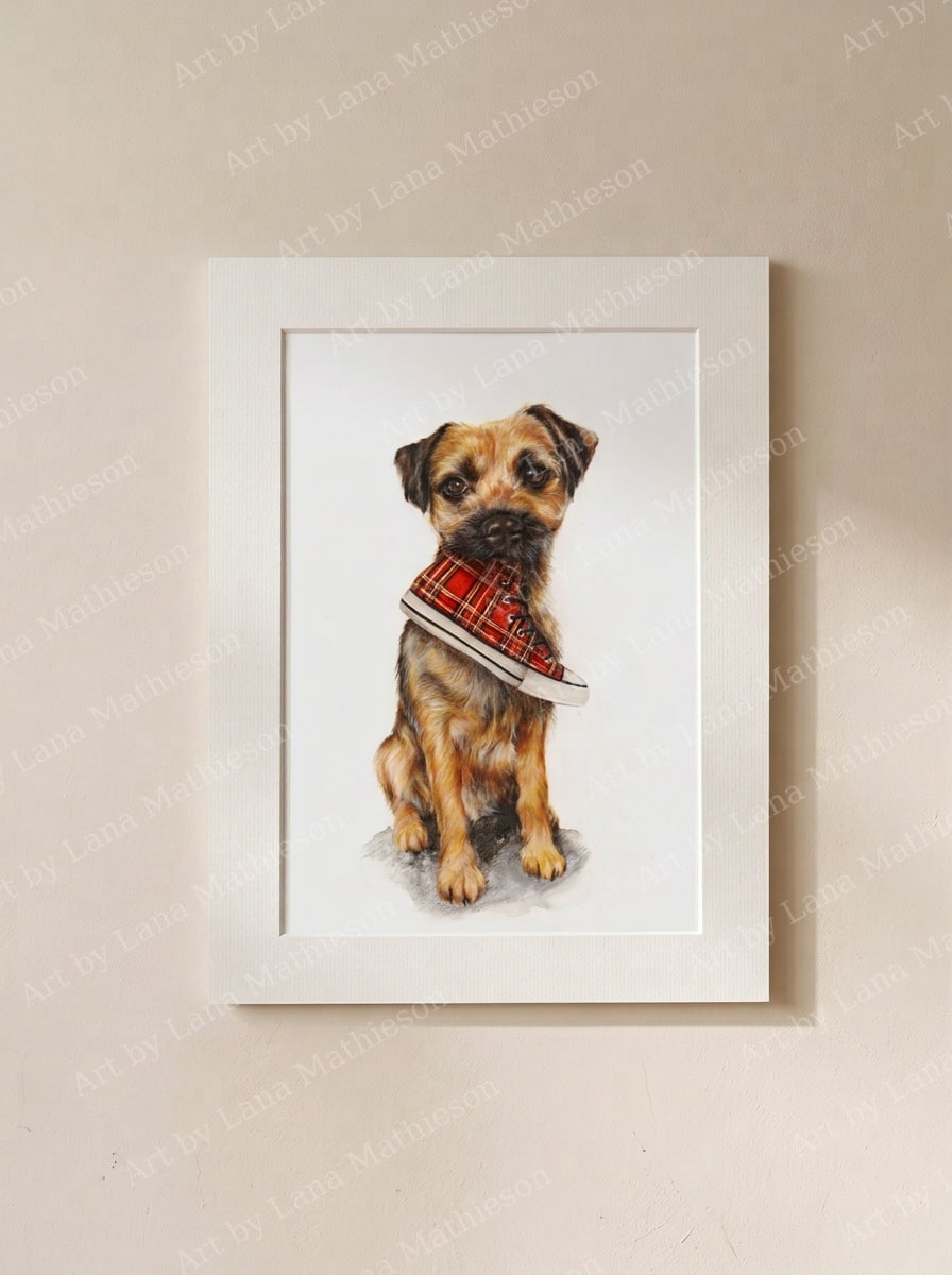 Angus design on a mounted fine art print.