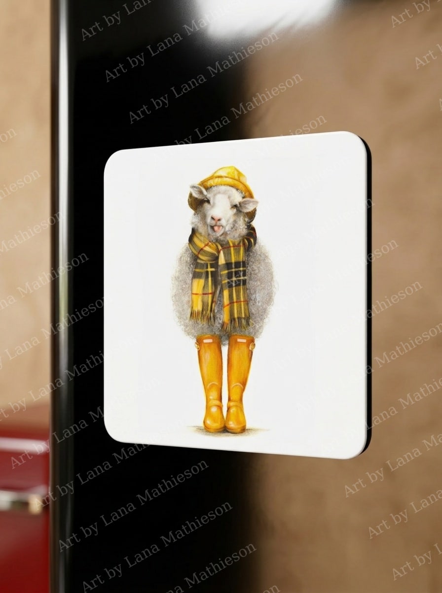 Autumn in Scotland design on a fridge magnet.