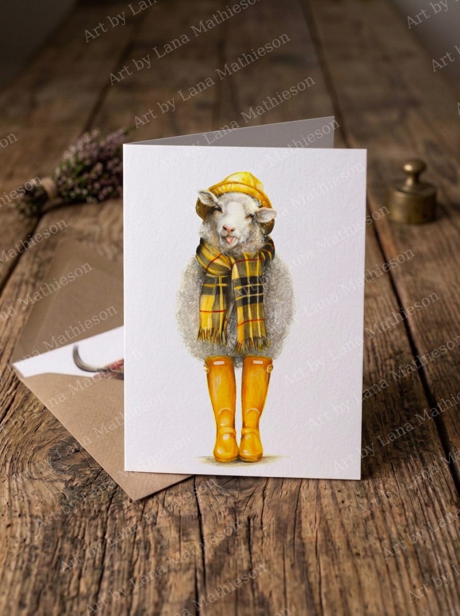 Autumn in Scotland design on an A6 greeting card.