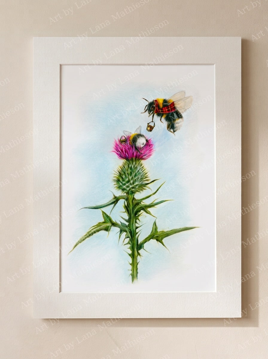 BUMblebees design on a mounted fine art print.