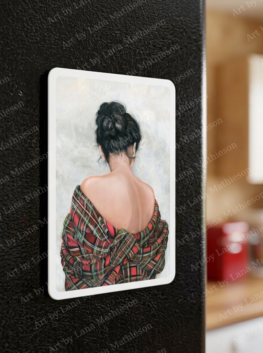 Claire design on a fridge magnet.