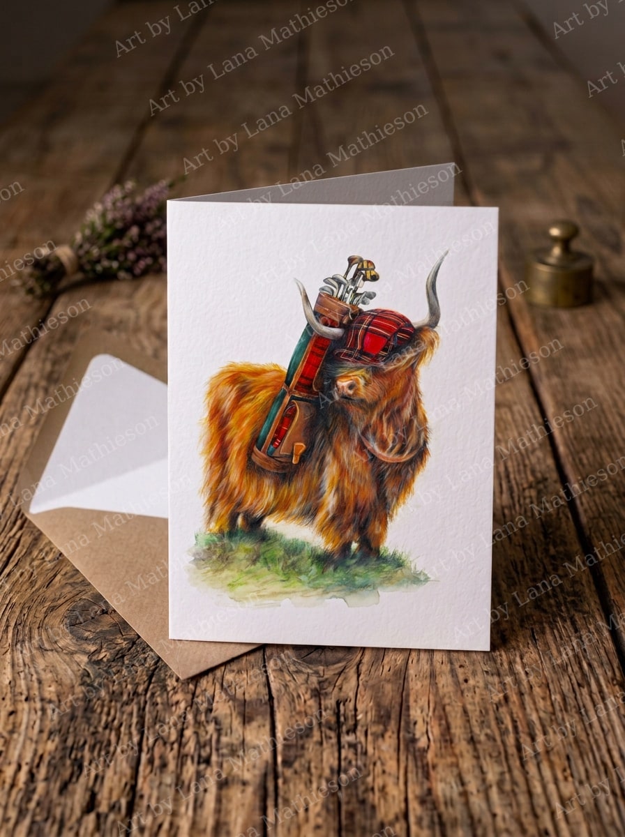 Coo Under Par design on an A6 greeting card.