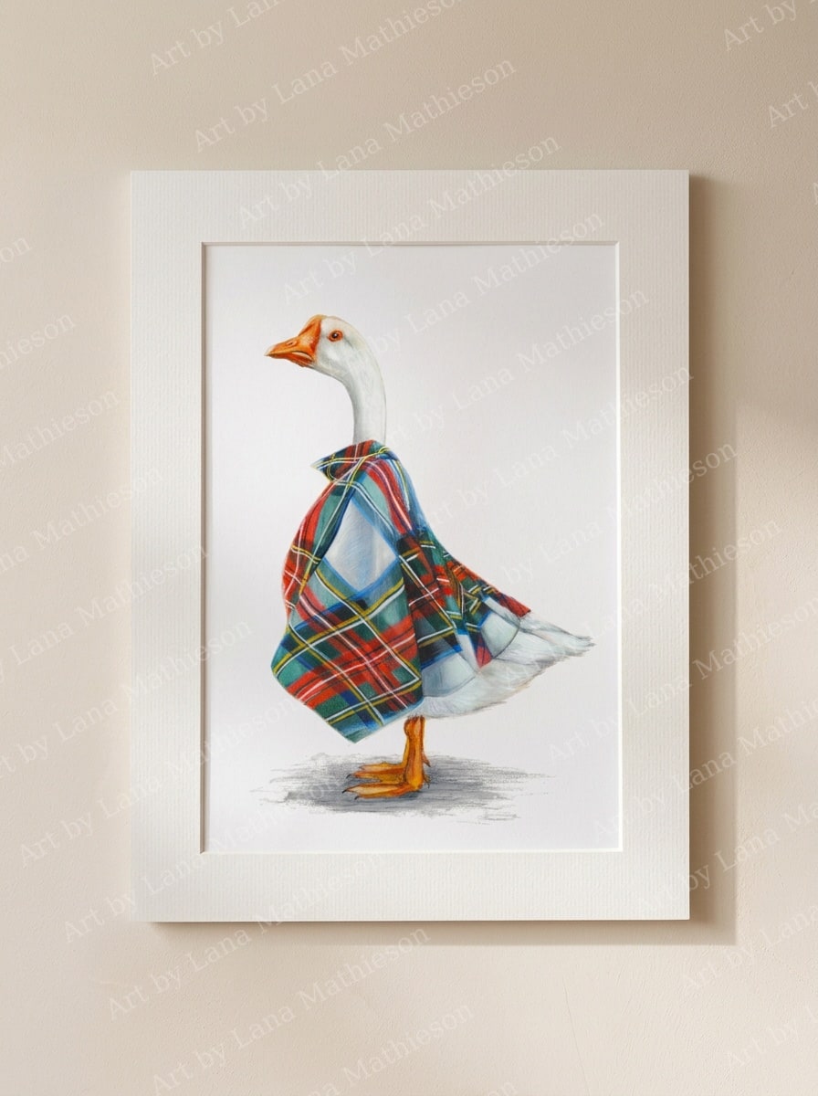 Dame Goose of Glenfinnan design on a mounted fine art print.