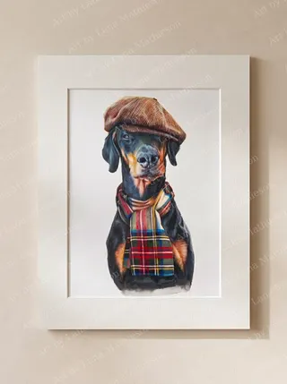 Peaky Dobie design on a mounted fine art print.