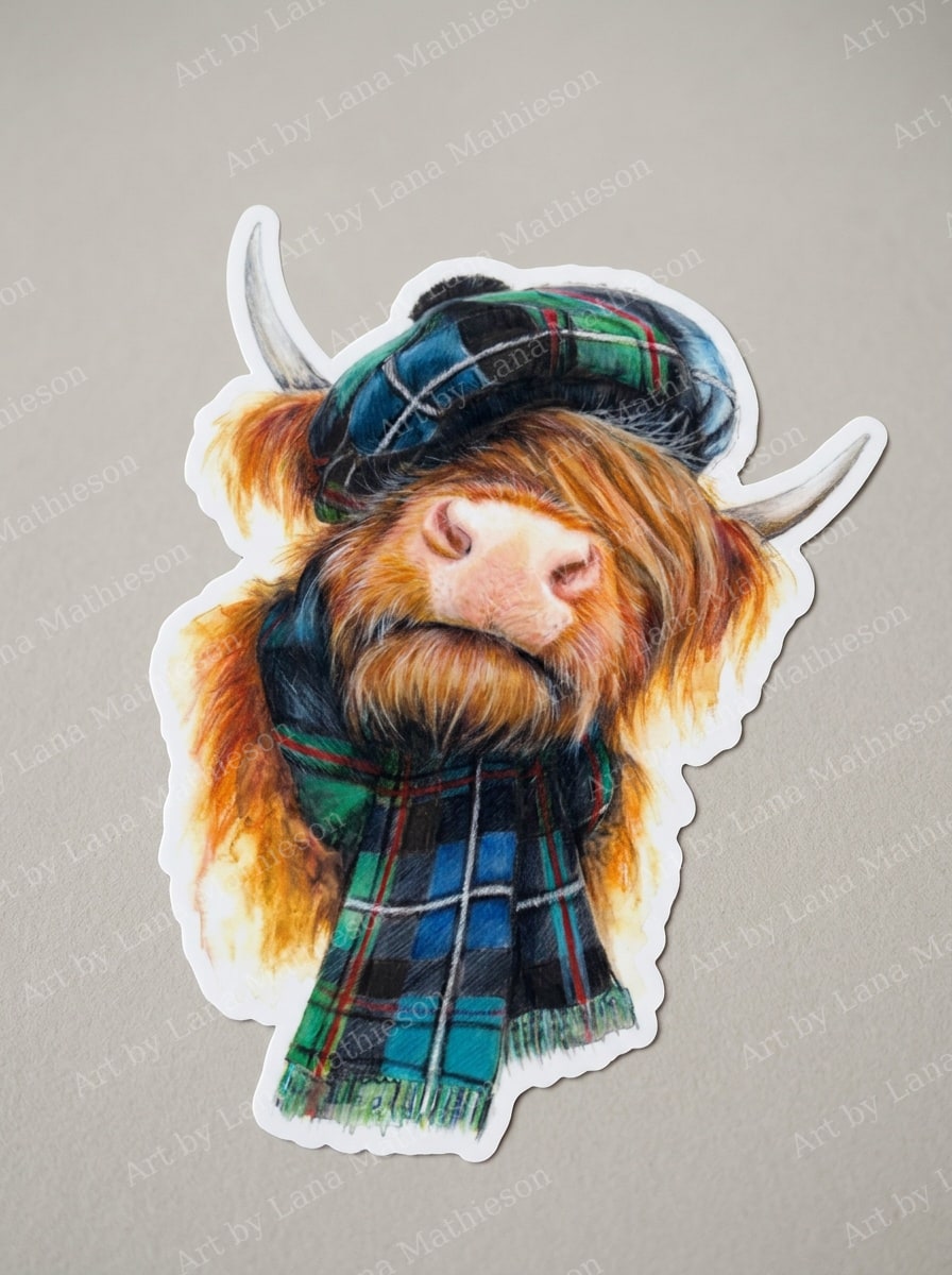 Dornie Macrae design on a waterproof outdoor sticker.