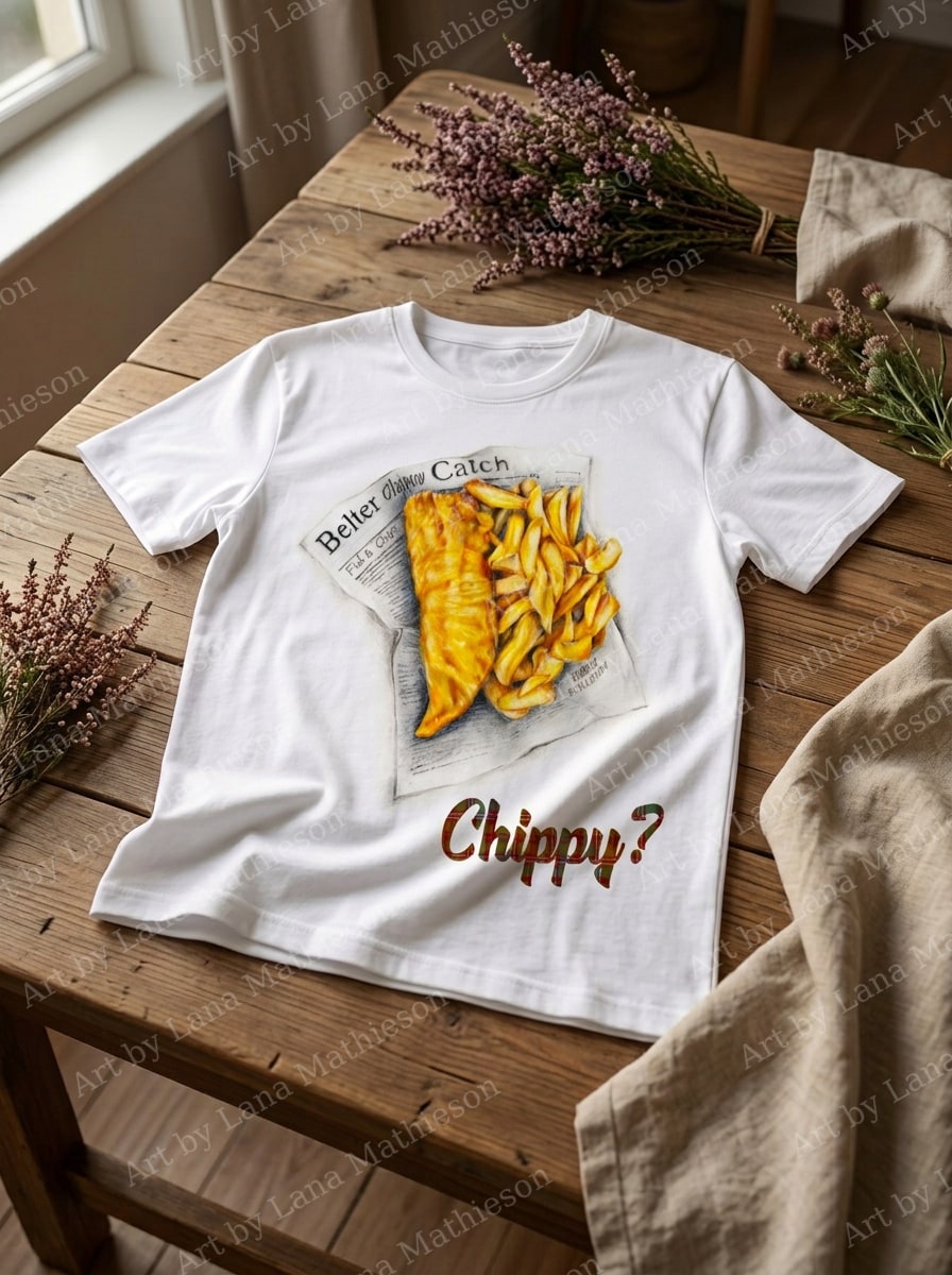 Fish Supper design on a T-shirt.