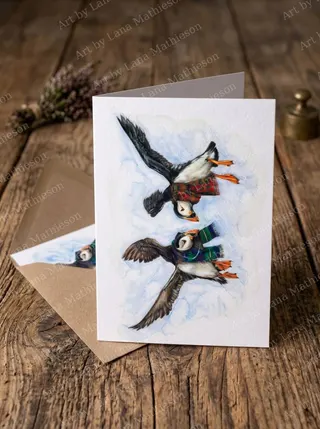 Flutter Away design on an A6 greeting card.