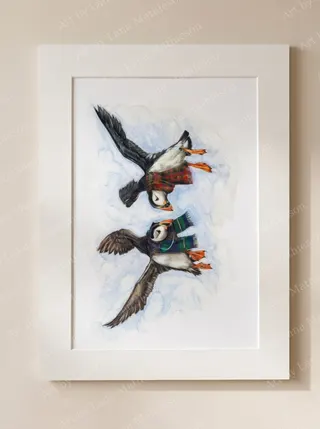 Flutter Away design on a mounted fine art print.