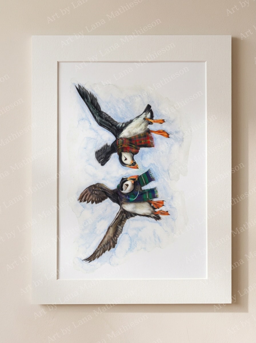 Flutter Away design on a mounted fine art print.