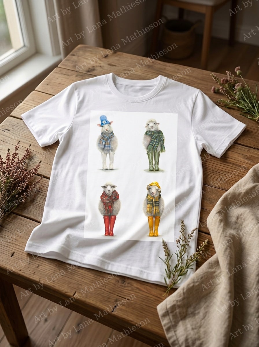 Four Seasons Sheeps design on a T-shirt.