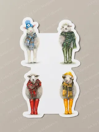 Four Seasons Sheeps design on a waterproof outdoor sticker.