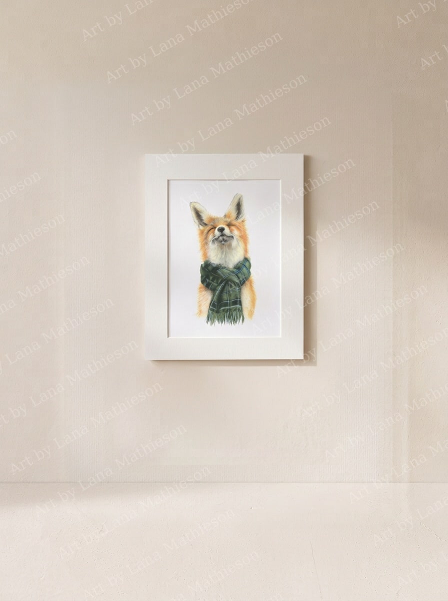 Foxy in Fort William design on a mounted fine art print.