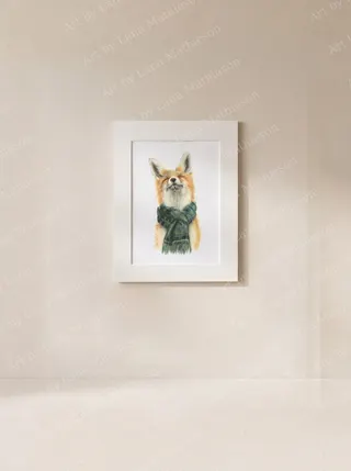 Foxy in Fort William design on a mounted fine art print.