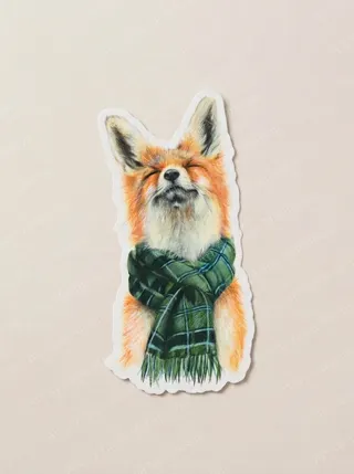 Foxy in Fort William design on a waterproof outdoor sticker.