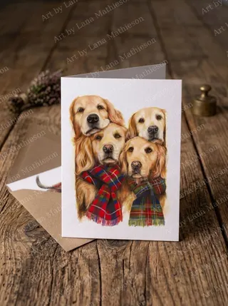 Goldies of the Glen design on an A6 greeting card.
