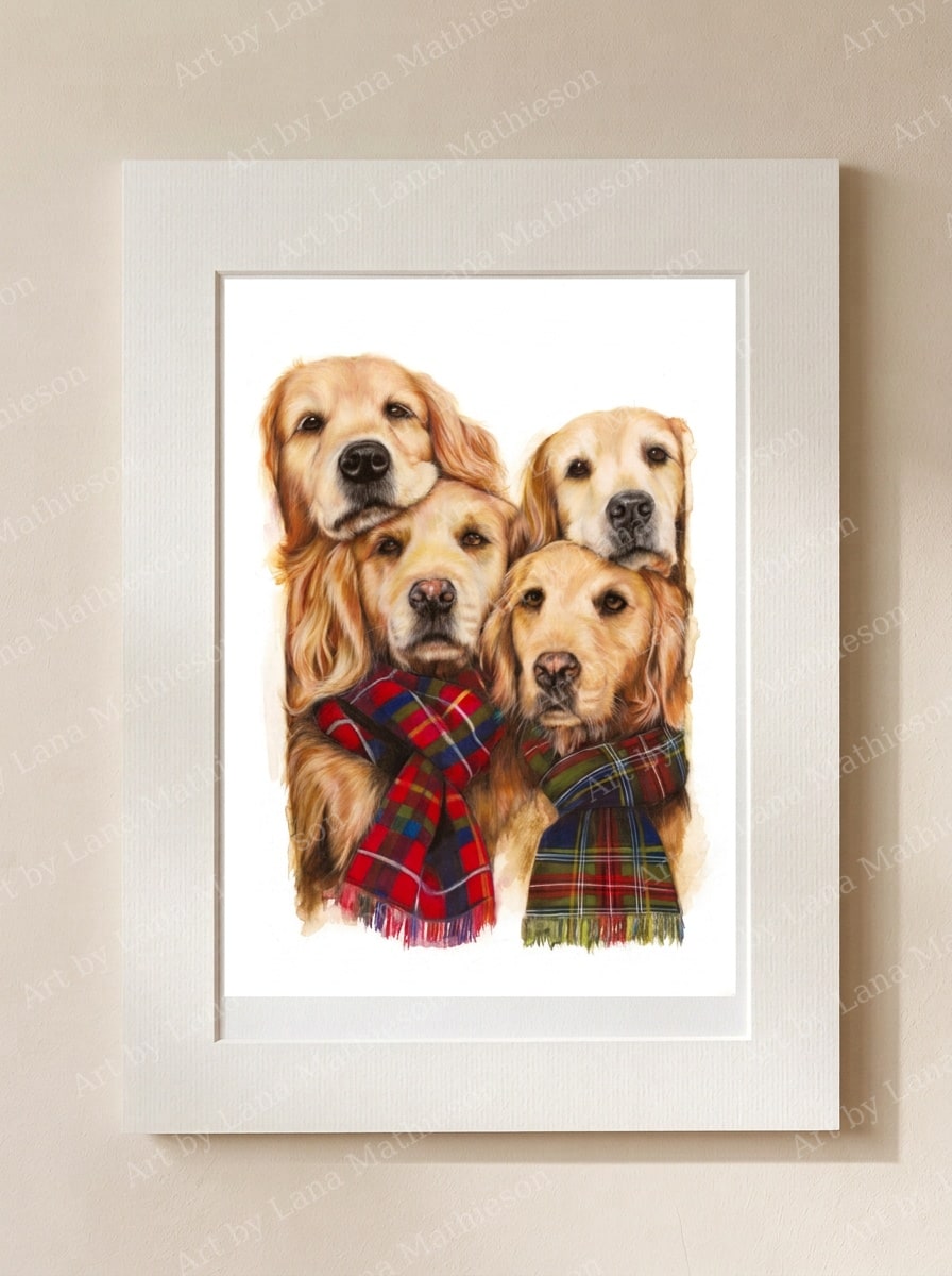 Goldies of the Glen design on a mounted fine art print.
