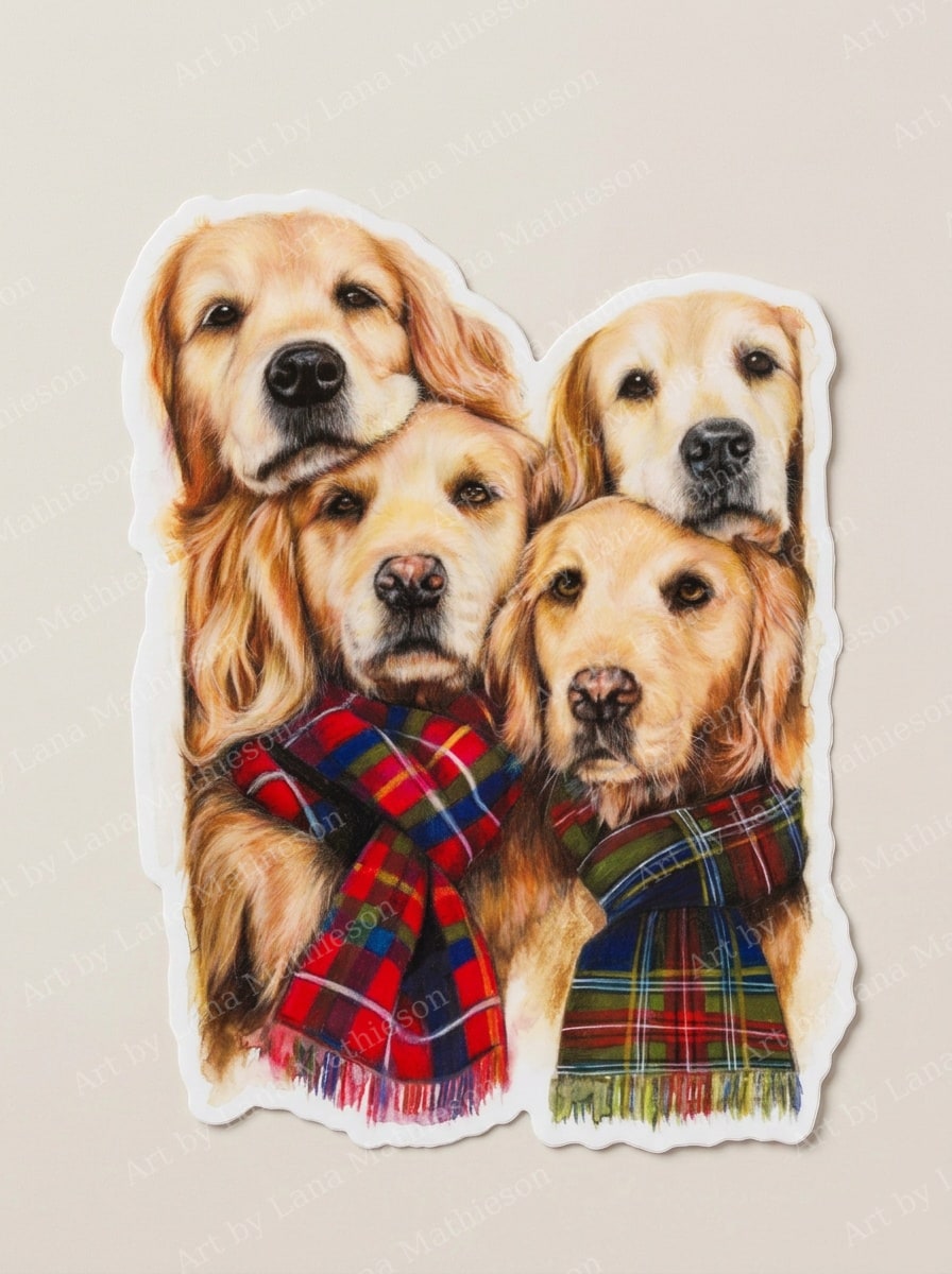 Goldies of the Glen design on a waterproof outdoor sticker.