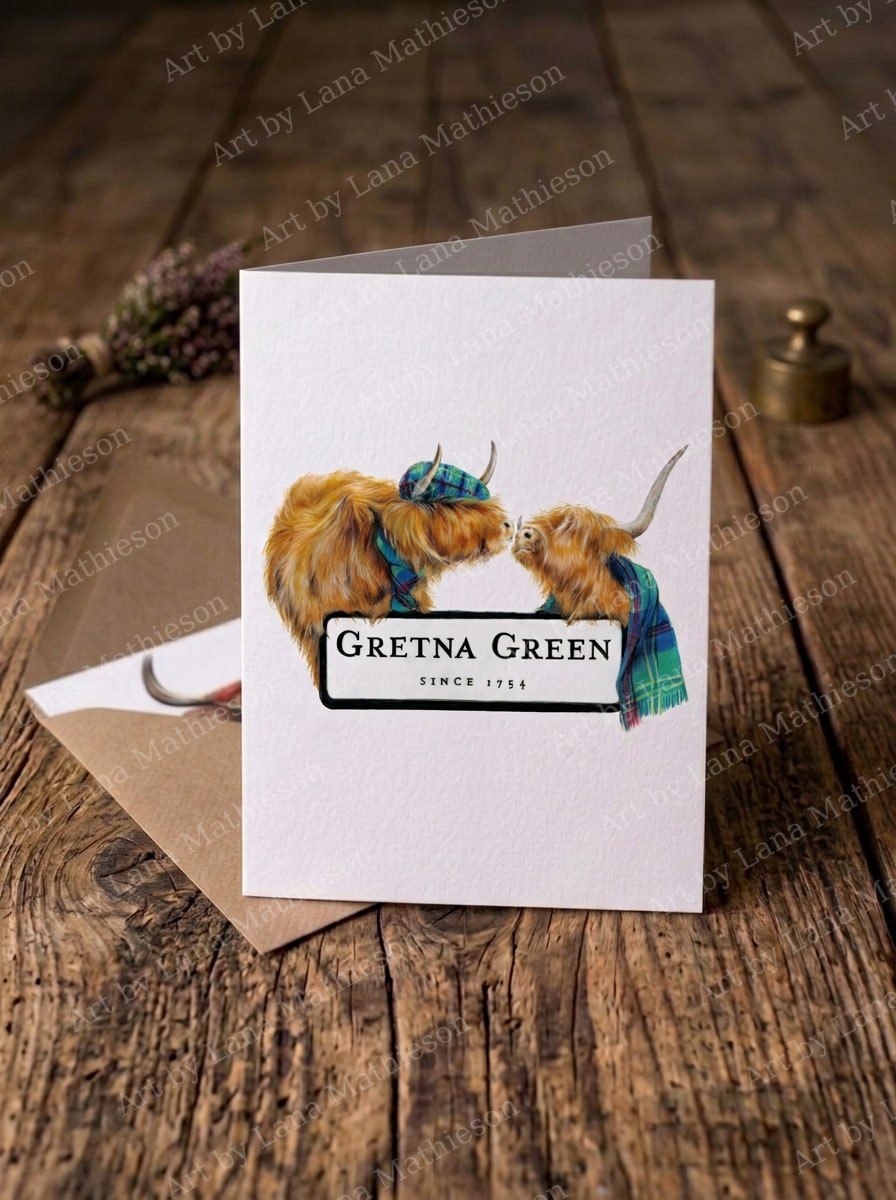Gretna Romance design on an A6 greeting card.