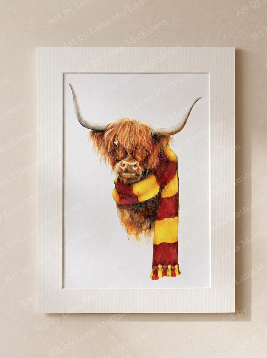 Hairy Potter design on a mounted fine art print.