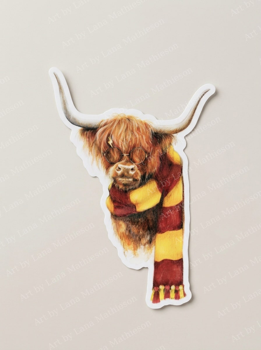 Hairy Potter design on a waterproof outdoor sticker.