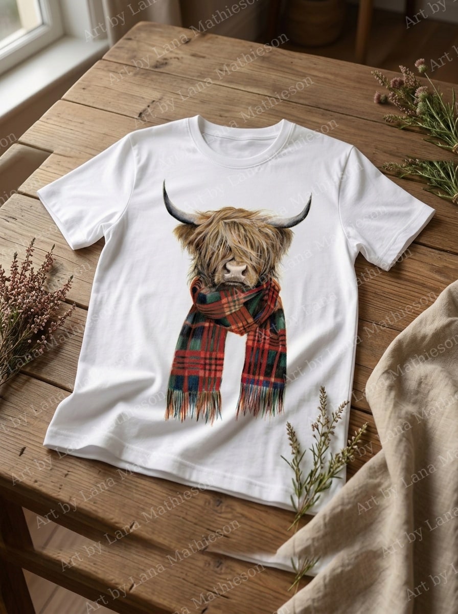 Highland Hipster design on a T-shirt.