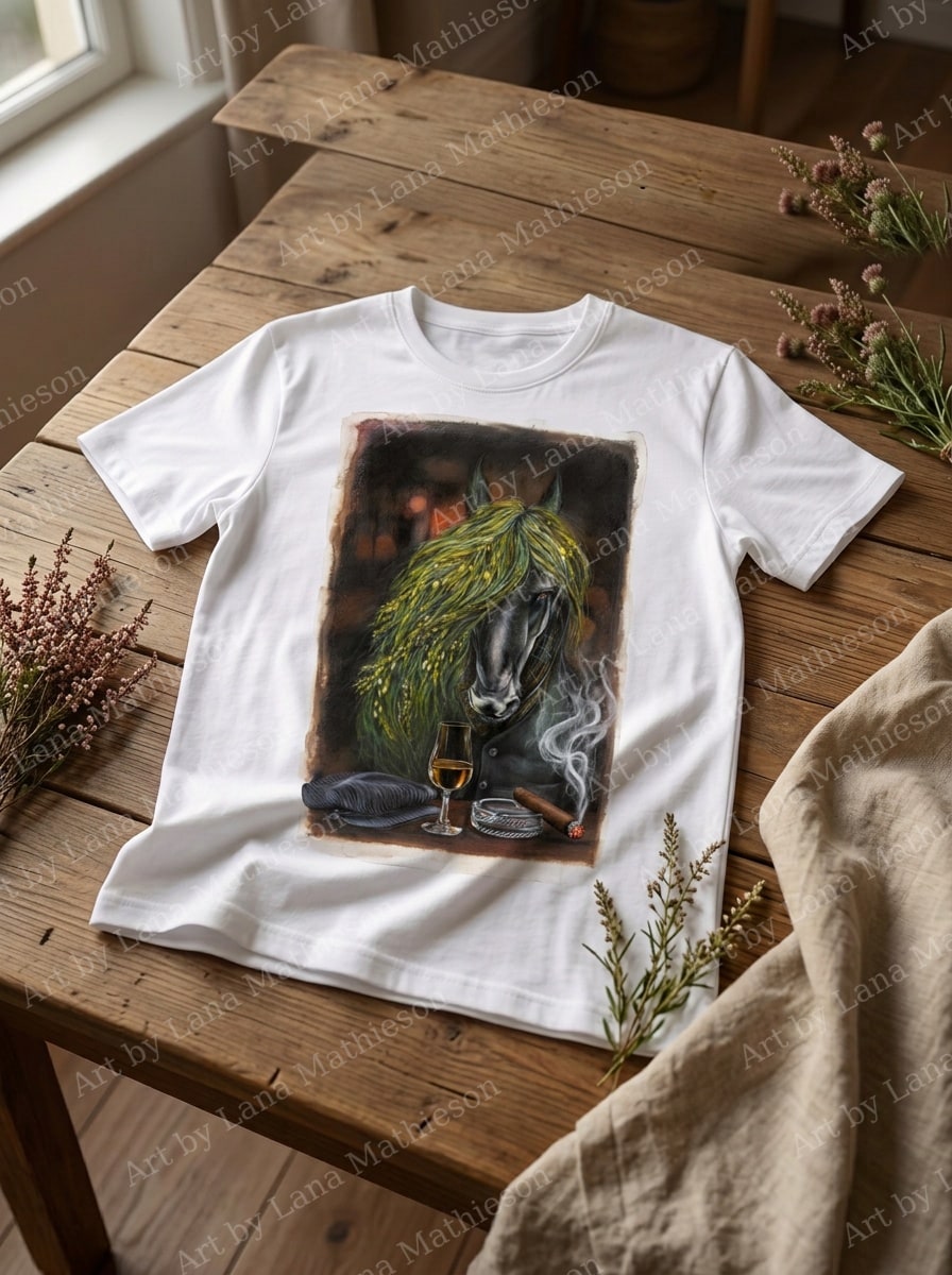 Kelpie design on a T-shirt.