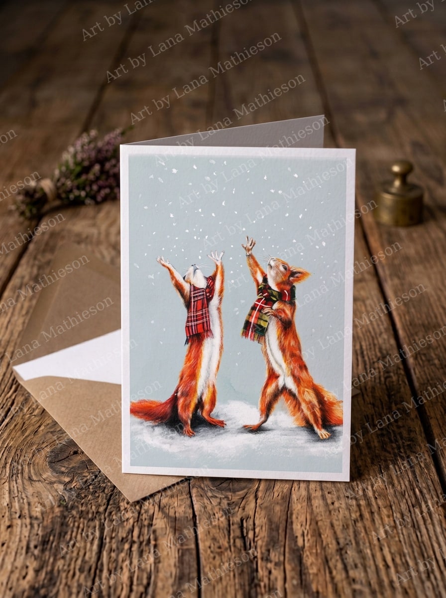 Let it Snow (Christmas Card) design on an A6 greeting card.