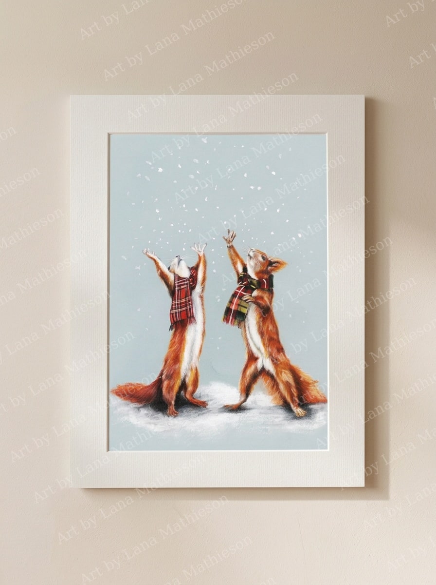 Let it Snow (Christmas Card) design on a mounted fine art print.