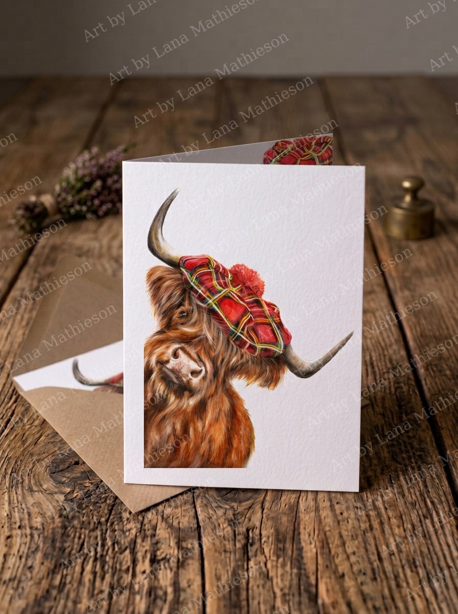 Made in Scotland design on an A6 greeting card.