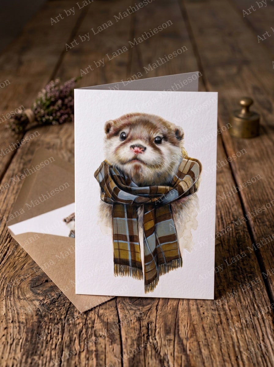 Ollie of Dunollie design on an A6 greeting card.