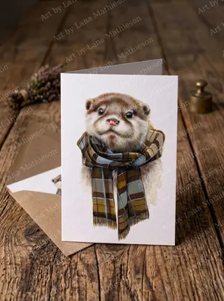 Ollie of Dunollie design on an A6 greeting card.