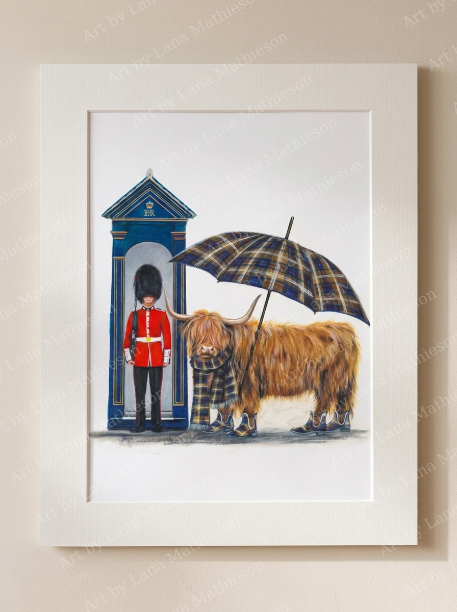 Royal Visitor design on a mounted fine art print.