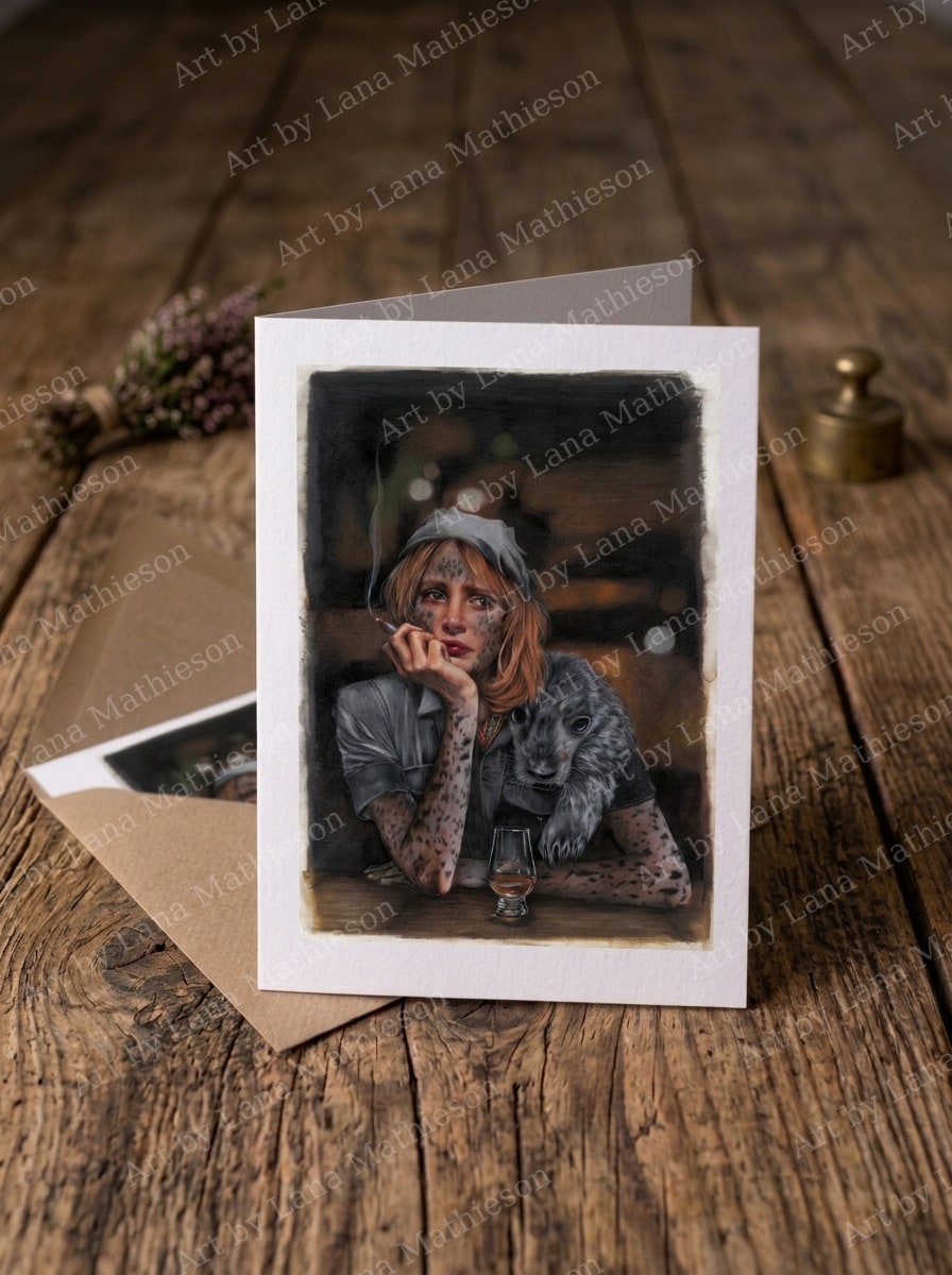 Selkie design on an A6 greeting card.