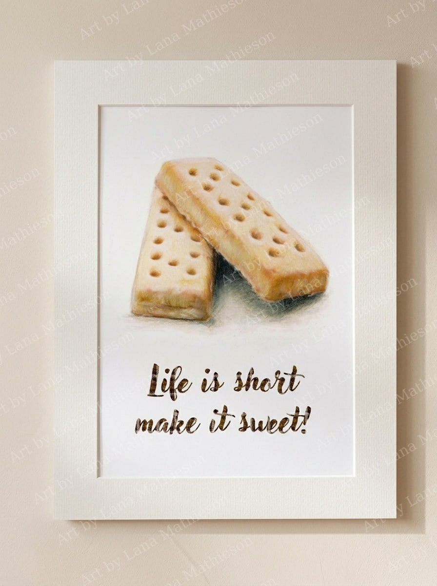 Shortbread design on a mounted fine art print.