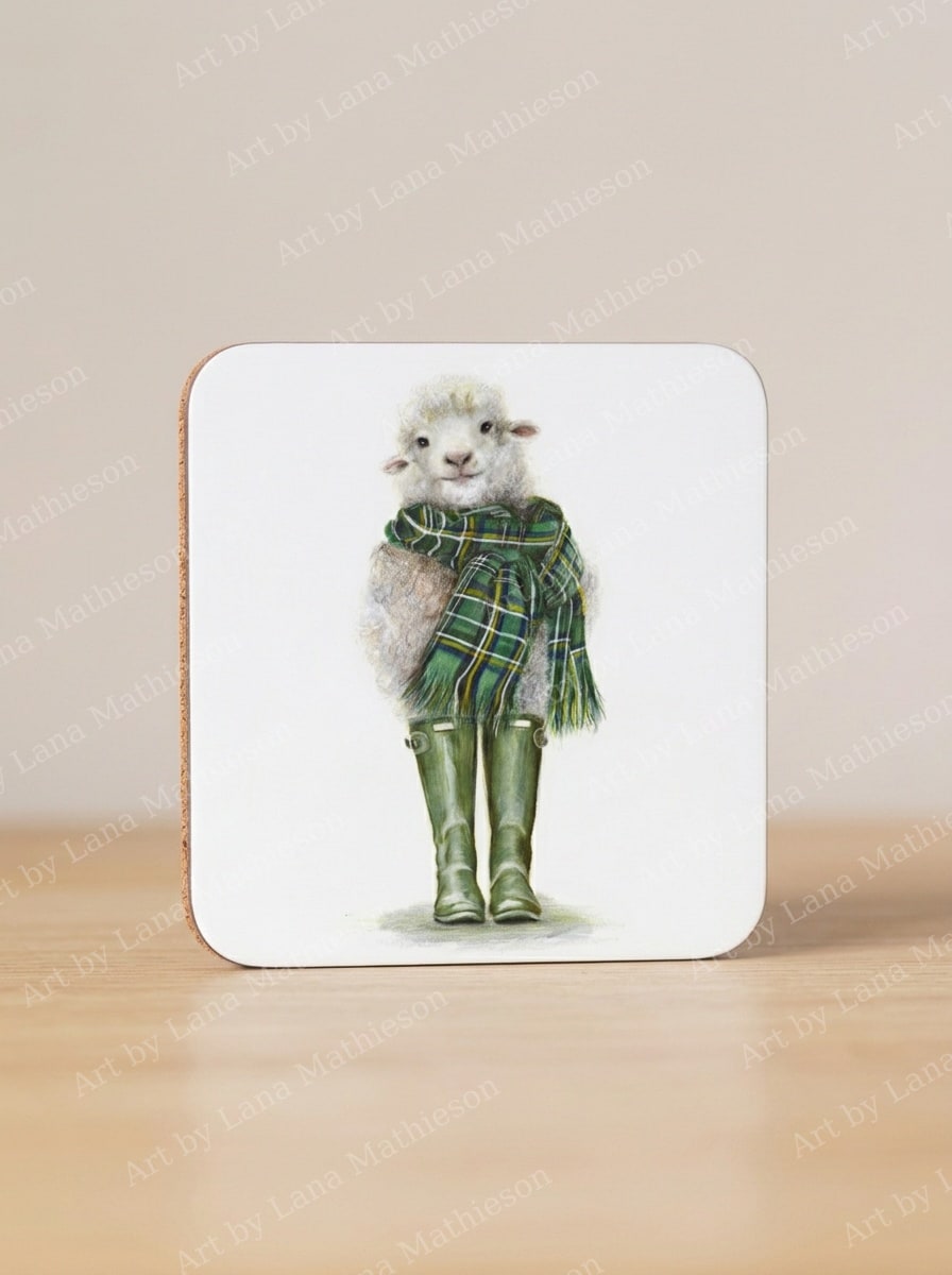 Spring in Scotland design on coasters.