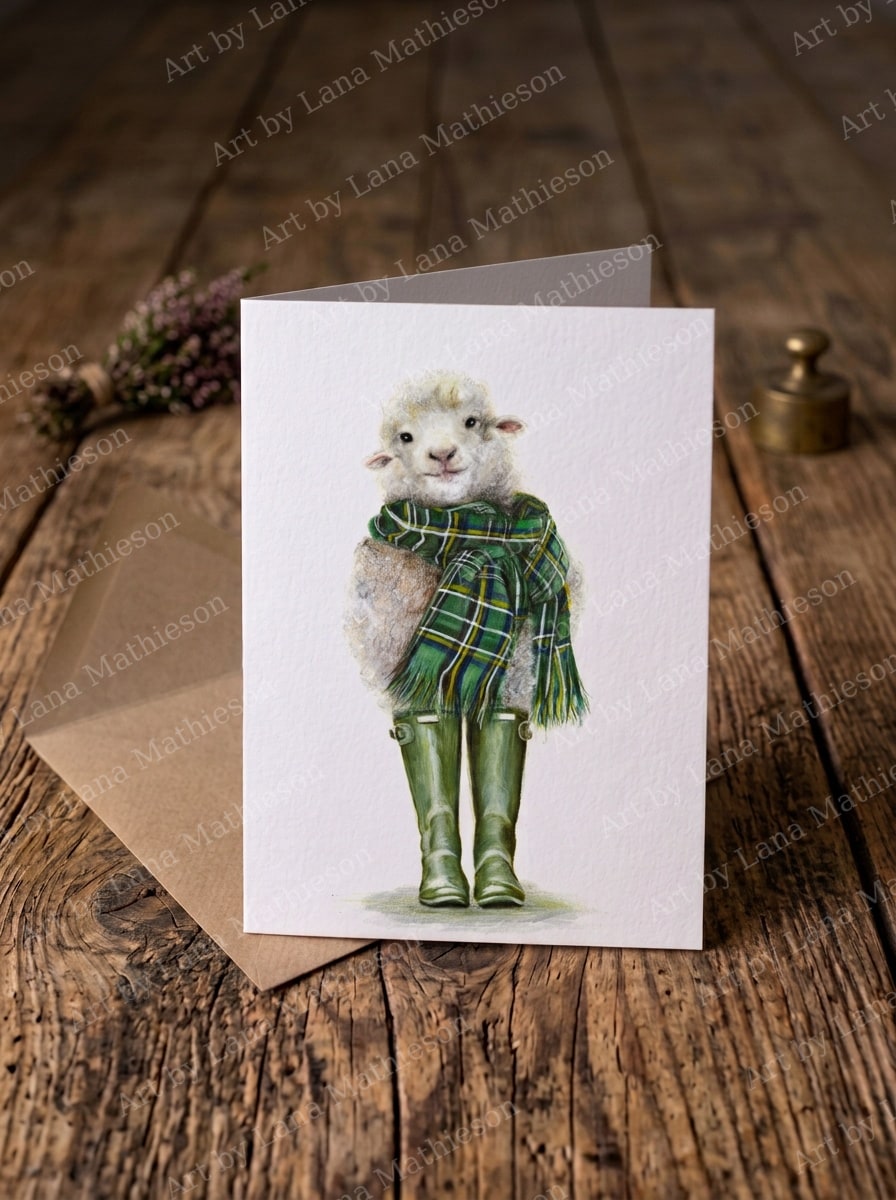 Spring in Scotland design on an A6 greeting card.