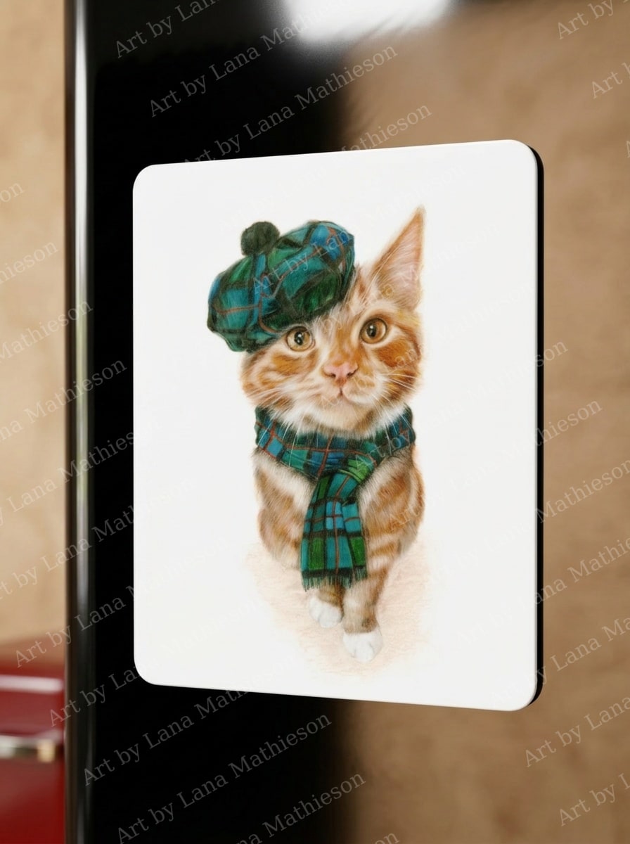 Tam o' Ginger design on a fridge magnet.