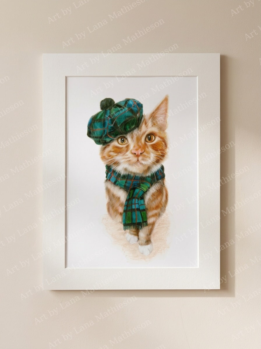 Tam o' Ginger design on a mounted fine art print.