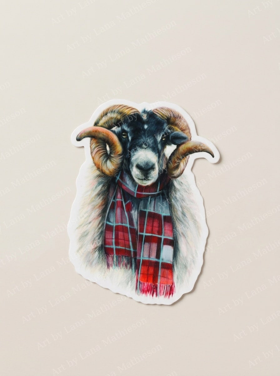 The Blackface Mackenzie design on a waterproof outdoor sticker.