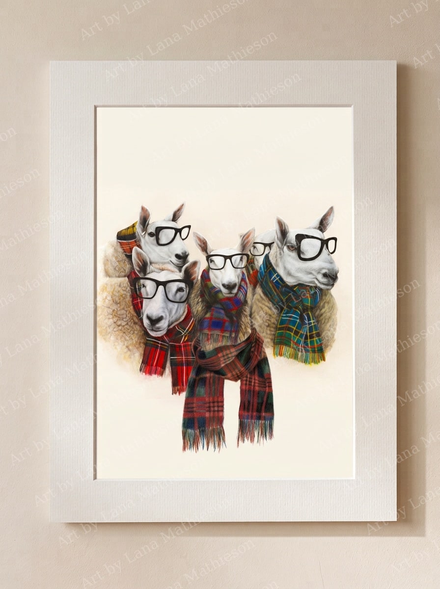 The Cheviot Posse design on a mounted fine art print.