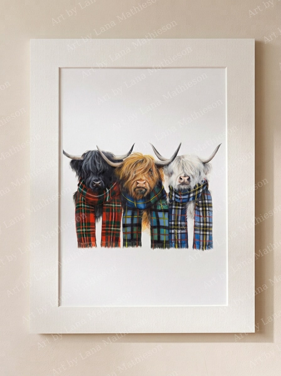 The Colours of the Highlands design on a mounted fine art print.