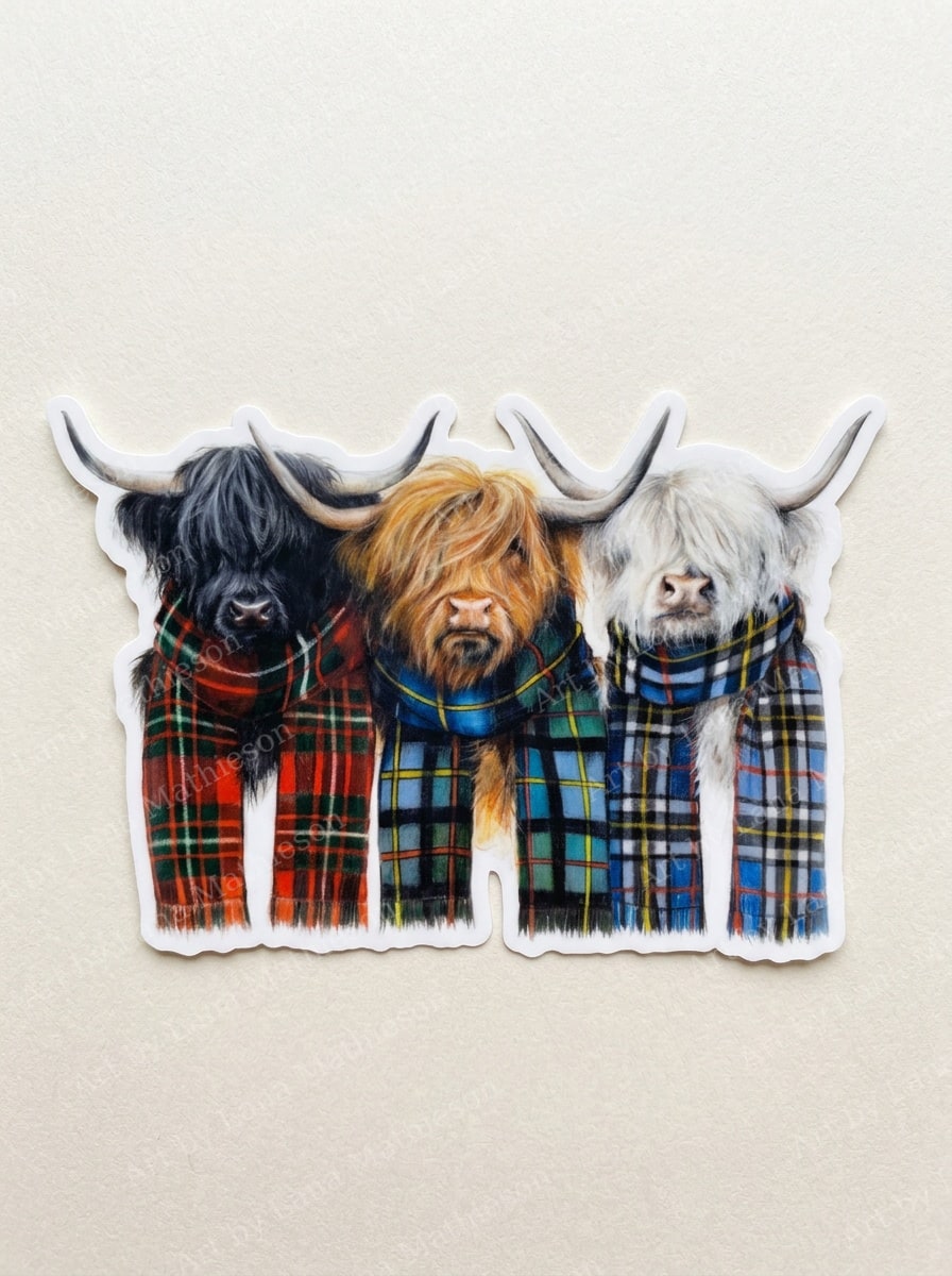 The Colours of the Highlands design on a waterproof outdoor sticker.