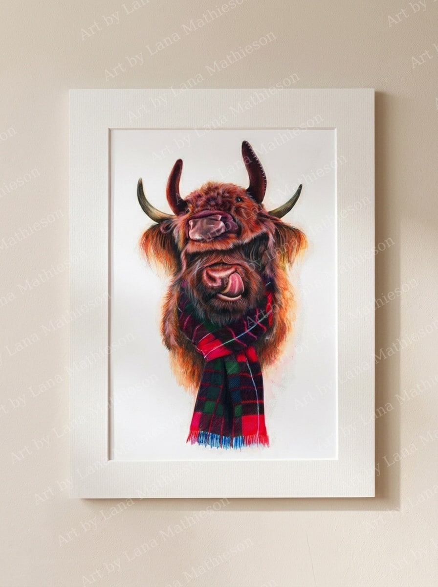 The Cosy Coo design on a mounted fine art print.