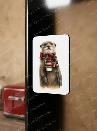 The Dapper Otter oot the Water design on a fridge magnet.