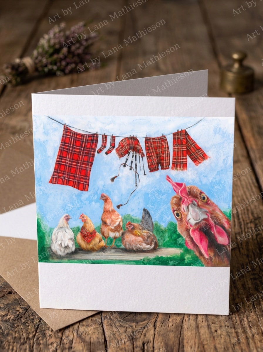 The Drying Green Brood design on an A6 greeting card.