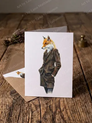 The Fox of Beaufort design on an A6 greeting card.