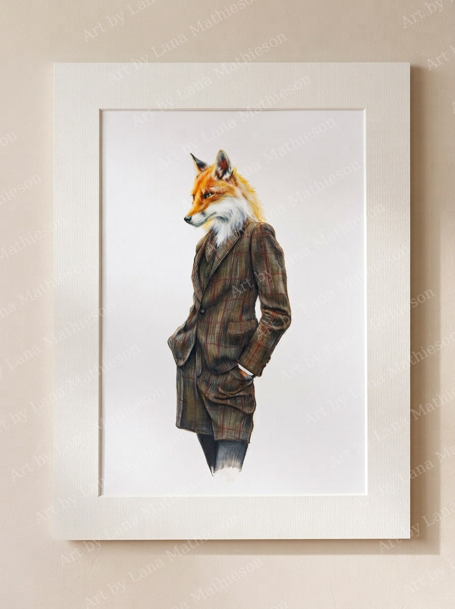 The Fox of Beaufort design on a mounted fine art print.