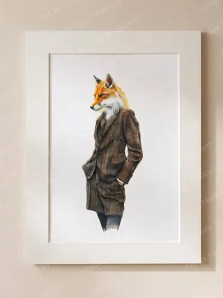 The Fox of Beaufort design on a mounted fine art print.