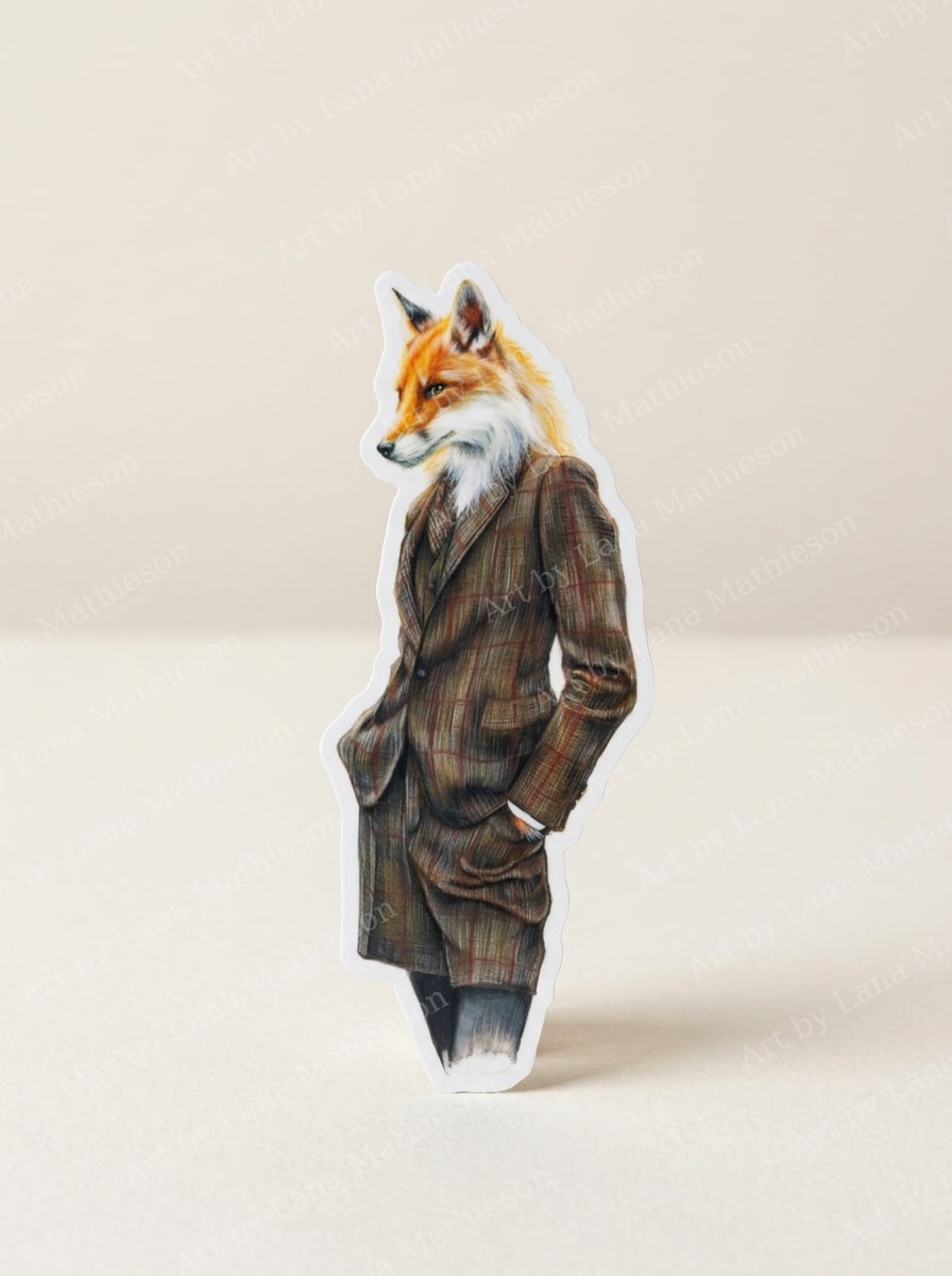 The Fox of Beaufort design on a waterproof outdoor sticker.